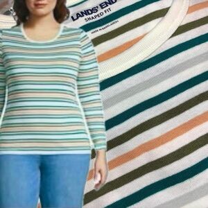 LANDSEND Women's Plus Long Sleeve 100% Cotton Crewneck T-shirt